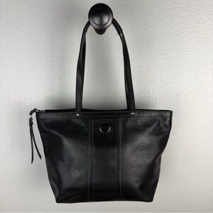 Y2K Coach Perforated Tote Bag Purse Handbag Black Vintage All Over A1382-F21941